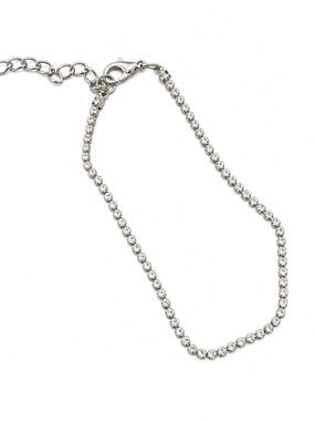 NWT Rhodium-Plated 2mm Crystal Tennis Bracelet